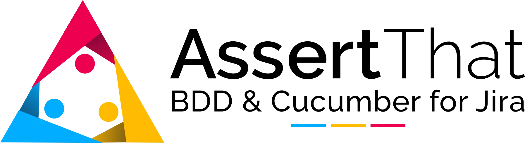 Newly redesigned logo of AssertThat BDD & Cucumber for Jira, featuring the iconic testing triangle with an added element representing collaboration in a modern and sophisticated style.